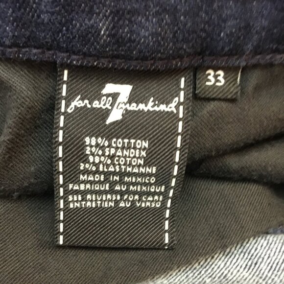 7 For All Mankind Slimmy Straight Leg Jeans Mens 33 x 29 Dark Wash Cotton & Span - Picture 11 of 12